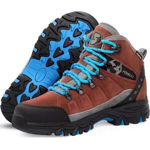 Foxelli Women’s Hiking Boots Waterproof Suede Leather Trail Shoes Sz 9 Brown